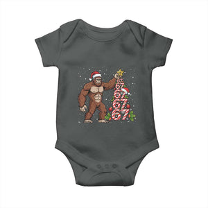 Bigfoot Christmas Tree 67 Baby Onesie Holiday Six Seven Meme Brainrot Gift TS12 Dark Heather Print Your Wear