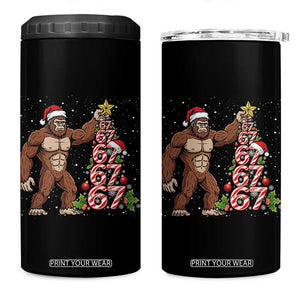 Bigfoot Christmas Tree 67 4 in 1 Can Cooler Tumbler Holiday Six Seven Meme Brainrot Gift TS12 One Size: 16 oz Black Print Your Wear