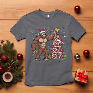 Bigfoot Christmas Tree 67 T Shirt Holiday Six Seven Meme Brainrot Gift TS12 Charcoal Print Your Wear