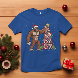 Bigfoot Christmas Tree 67 T Shirt Holiday Six Seven Meme Brainrot Gift TS12 Royal Blue Print Your Wear