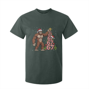 Bigfoot Christmas Tree 67 T Shirt For Kid Holiday Six Seven Meme Brainrot Gift TS12 Dark Forest Green Print Your Wear