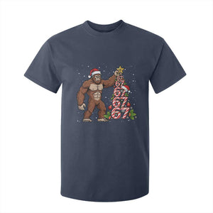 Bigfoot Christmas Tree 67 T Shirt For Kid Holiday Six Seven Meme Brainrot Gift TS12 Navy Print Your Wear