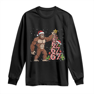 Bigfoot Christmas Tree 67 Long Sleeve Shirt Holiday Six Seven Meme Brainrot Gift TS12 Black Print Your Wear