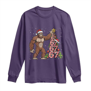 Bigfoot Christmas Tree 67 Long Sleeve Shirt Holiday Six Seven Meme Brainrot Gift TS12 Purple Print Your Wear