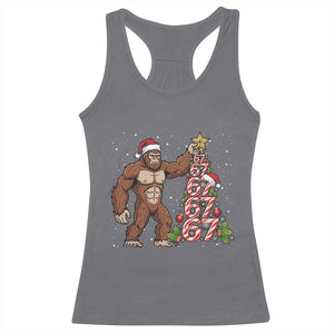 Bigfoot Christmas Tree 67 Racerback Tank Top Holiday Six Seven Meme Brainrot Gift TS12 Charcoal Print Your Wear