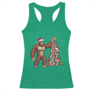Bigfoot Christmas Tree 67 Racerback Tank Top Holiday Six Seven Meme Brainrot Gift TS12 Irish Green Print Your Wear