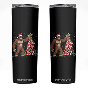 Bigfoot Christmas Tree 67 Skinny Tumbler Holiday Six Seven Meme Brainrot Gift TS12 Black Print Your Wear