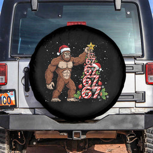 Bigfoot Christmas Tree 67 Spare Tire Cover Holiday Six Seven Meme Brainrot Gift TS12 No hole Black Print Your Wear