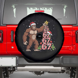 Bigfoot Christmas Tree 67 Spare Tire Cover Holiday Six Seven Meme Brainrot Gift TS12 Black Print Your Wear