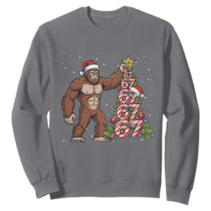 Bigfoot Christmas Tree 67 Sweatshirt Holiday Six Seven Meme Brainrot Gift TS12 Charcoal Print Your Wear