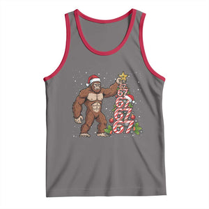Bigfoot Christmas Tree 67 Tank Top Holiday Six Seven Meme Brainrot Gift TS12 Deep Heather Red Print Your Wear