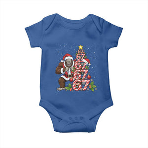 Trending Six Seven Meme Bigfoot Christmas Tree Baby Onesie Holiday Gift TS12 Royal Blue Print Your Wear