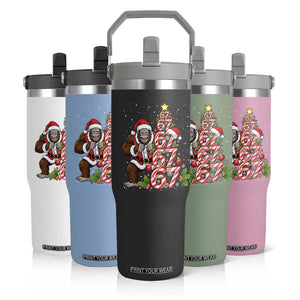 Trending Six Seven Meme Bigfoot Christmas Tree Flip Straw Tumbler Holiday Gift TS12 Print Your Wear