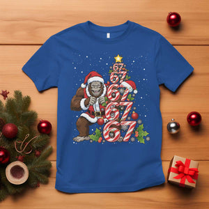 Trending Six Seven Meme Bigfoot Christmas Tree T Shirt Holiday Gift TS12 Royal Blue Print Your Wear