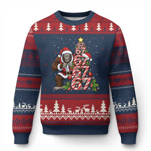 Trending Six Seven Meme Bigfoot Xmas Tree Ugly Christmas Sweater Holiday Gift TS12 Navy Red Print Your Wear