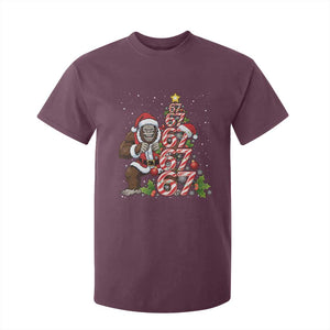 Trending Six Seven Meme Bigfoot Christmas Tree T Shirt For Kid Holiday Gift TS12 Maroon Print Your Wear