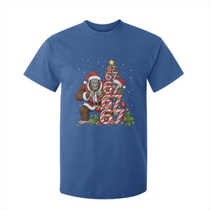 Trending Six Seven Meme Bigfoot Christmas Tree T Shirt For Kid Holiday Gift TS12 Royal Blue Print Your Wear