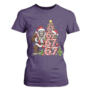 Trending Six Seven Meme Bigfoot Christmas Tree T Shirt For Women Holiday Gift TS12 Purple Print Your Wear