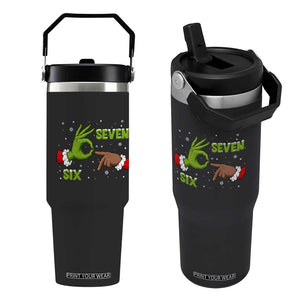 Funny Green And Bigfoot Six Seven Meme Flip Straw Tumbler Christmas Trend Gift TS12 One Size: 30 oz Black Print Your Wear