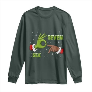 Funny Green And Bigfoot Six Seven Meme Long Sleeve Shirt Christmas Trend Gift TS12 Dark Forest Green Print Your Wear