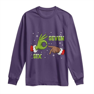 Funny Green And Bigfoot Six Seven Meme Long Sleeve Shirt Christmas Trend Gift TS12 Purple Print Your Wear