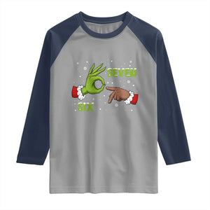 Funny Green And Bigfoot Six Seven Meme Raglan Shirt Christmas Trend Gift TS12 Sport Gray Navy Print Your Wear