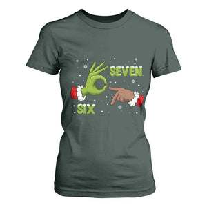 Funny Green And Bigfoot Six Seven Meme T Shirt For Women Christmas Trend Gift TS12 Dark Forest Green Print Your Wear