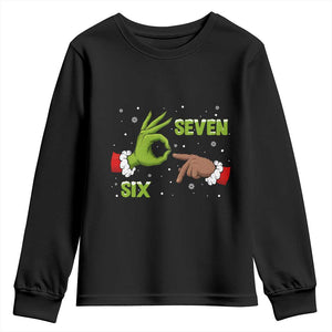Funny Green And Bigfoot Six Seven Meme Youth Sweatshirt Christmas Trend Gift TS12 Black Print Your Wear