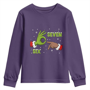 Funny Green And Bigfoot Six Seven Meme Youth Sweatshirt Christmas Trend Gift TS12 Purple Print Your Wear