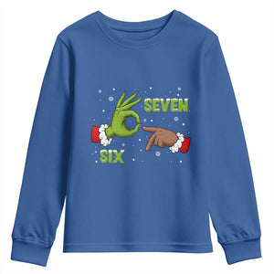 Funny Green And Bigfoot Six Seven Meme Youth Sweatshirt Christmas Trend Gift TS12 Royal Blue Print Your Wear