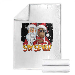 Six Seven Meme Santa Bigfoot Throw Blanket 67 Viral Gen Alpha Slang Christmas Gift TS12 White Print Your Wear