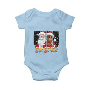 Six Seven Meme Santa Bigfoot Baby Onesie 67 Viral Gen Alpha Slang Christmas Gift TS12 Light Blue Print Your Wear