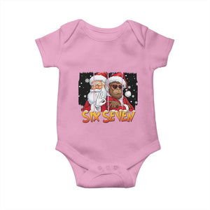 Six Seven Meme Santa Bigfoot Baby Onesie 67 Viral Gen Alpha Slang Christmas Gift TS12 Light Pink Print Your Wear