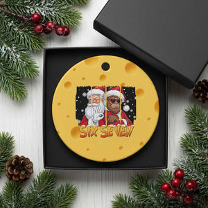 Six Seven Meme Santa Bigfoot Ceramic Ornament 67 Viral Gen Alpha Slang Christmas Gift TS12 1pc Yellow Cheese Print Your Wear