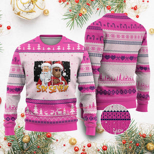 Six Seven Meme Santa Bigfoot Ugly Christmas Sweater 67 Viral Gen Alpha Slang Xmas Gift TS12 Hot Pink Print Your Wear