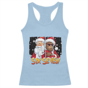 Six Seven Meme Santa Bigfoot Racerback Tank Top 67 Viral Gen Alpha Slang Christmas Gift TS12 Light Blue Print Your Wear