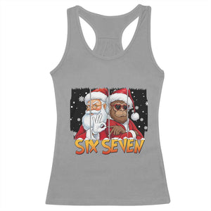 Six Seven Meme Santa Bigfoot Racerback Tank Top 67 Viral Gen Alpha Slang Christmas Gift TS12 Sport Gray Print Your Wear