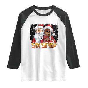 Six Seven Meme Santa Bigfoot Raglan Shirt 67 Viral Gen Alpha Slang Christmas Gift TS12 White Black Print Your Wear