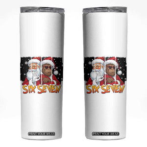 Six Seven Meme Santa Bigfoot Skinny Tumbler 67 Viral Gen Alpha Slang Christmas Gift TS12 White Print Your Wear