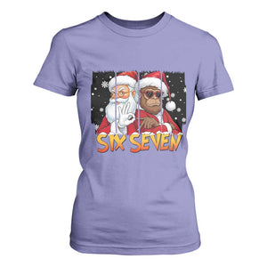 Six Seven Meme Santa Bigfoot T Shirt For Women 67 Viral Gen Alpha Slang Christmas Gift TS12 Violet Print Your Wear