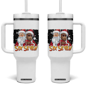 Six Seven Meme Santa Bigfoot Tumbler With Handle 67 Viral Gen Alpha Slang Christmas Gift TS12 One Size: 40 oz White Print Your Wear