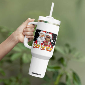 Six Seven Meme Santa Bigfoot Tumbler With Handle 67 Viral Gen Alpha Slang Christmas Gift TS12 Print Your Wear