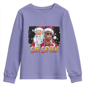Six Seven Meme Santa Bigfoot Youth Sweatshirt 67 Viral Gen Alpha Slang Christmas Gift TS12 Violet Print Your Wear