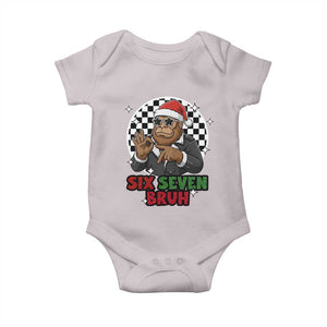 Biker Santa Six Seven Bruh Baby Onesie Christmas Gift For Gen Z TS12 Ice Gray Print Your Wear