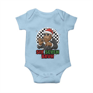 Biker Santa Six Seven Bruh Baby Onesie Christmas Gift For Gen Z TS12 Light Blue Print Your Wear
