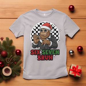 Biker Santa Six Seven Bruh T Shirt Christmas Gift For Gen Z TS12 Ice Gray Print Your Wear