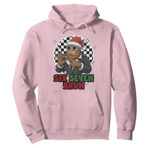 Biker Santa Six Seven Bruh Hoodie Christmas Gift For Gen Z TS12 Light Pink Print Your Wear
