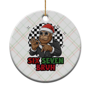 Biker Santa Six Seven Bruh Ceramic Ornament Christmas Gift For Gen Z TS12 1pc Christmas Plaid Print Your Wear