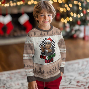Biker Santa Six Seven Bruh Ugly Christmas Sweater Xmas Gift For Gen Z TS12 Mocha Mousse Print Your Wear
