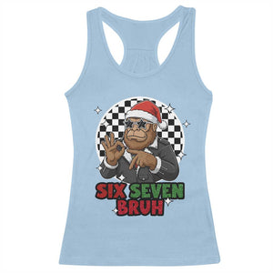 Biker Santa Six Seven Bruh Racerback Tank Top Christmas Gift For Gen Z TS12 Light Blue Print Your Wear